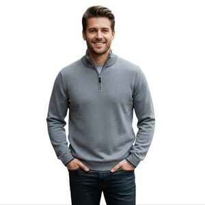 GAP Vintage 100% Merino Wool Gray 1/4 Zip Sweater Size M